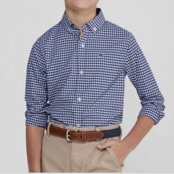 VINEYARD VINES navy check whale shirt - Picture 1 of 5